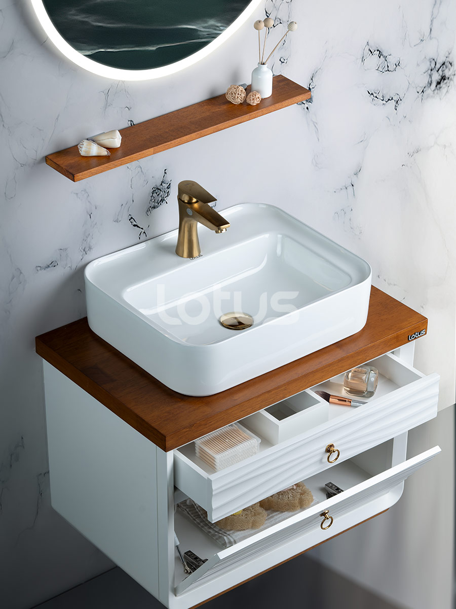کابینت روشویی حمام لوتوس مدل TORINO با کابین ۷۰۰×۴۲۰
